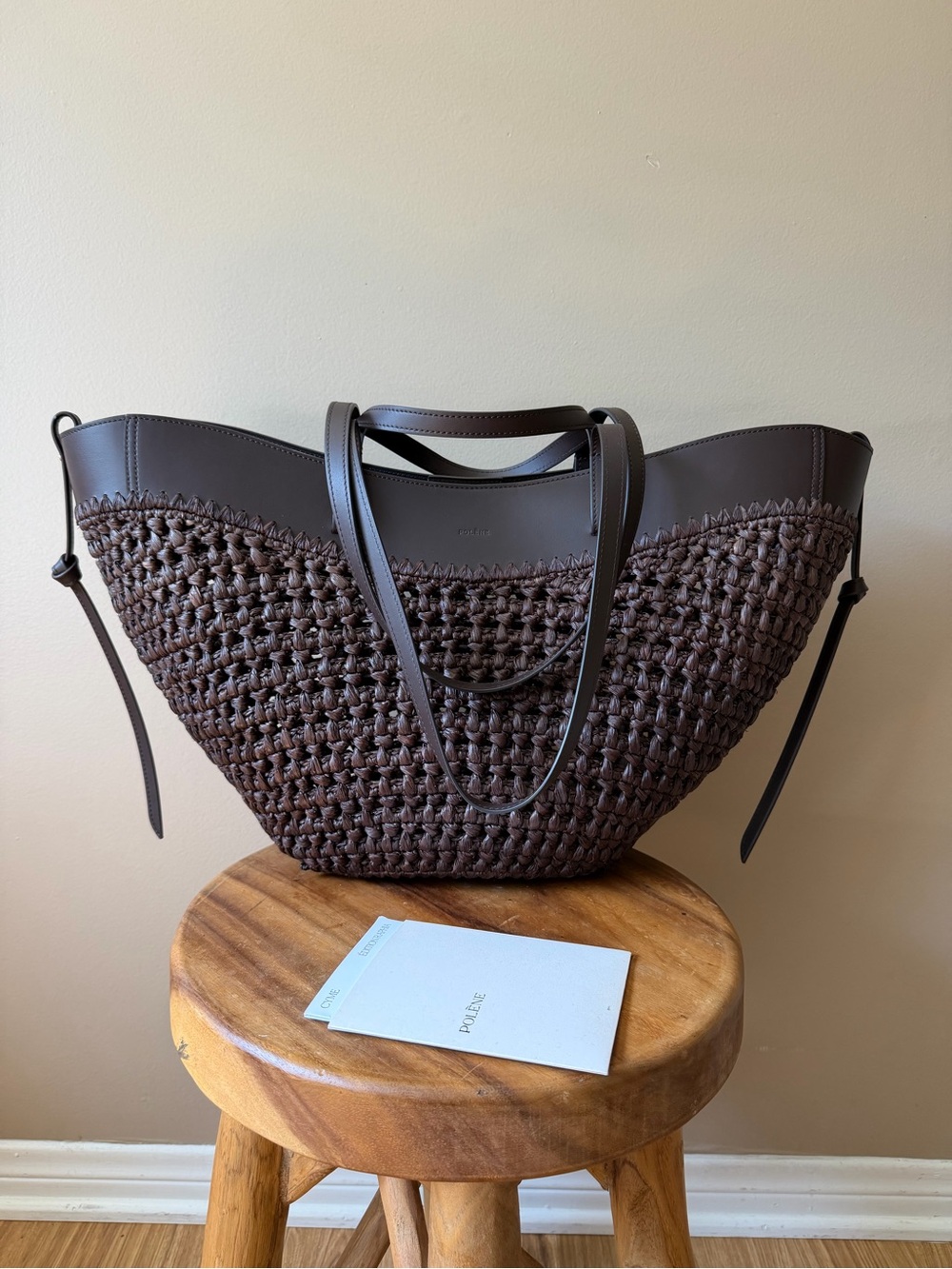 Polène Brown Woven Leather Tote - Picture 6 of 6